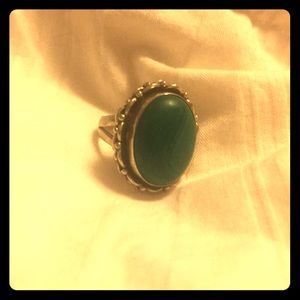 Malachite large stone boho styled ring size 7